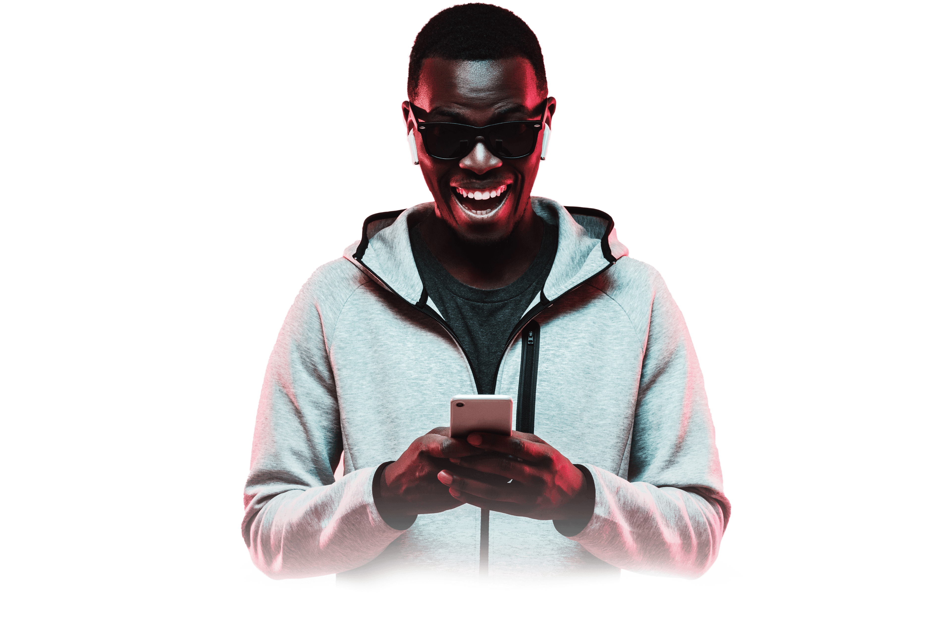 Man looking at phone, symbolizing innovation and connection